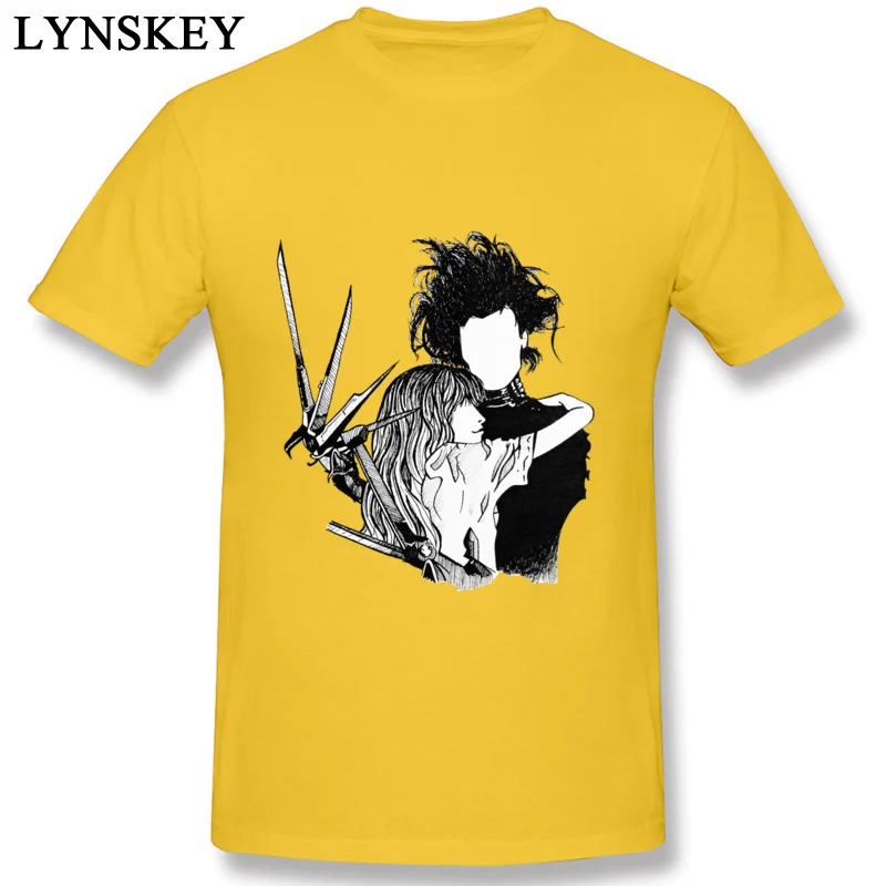 Printed Tops Shirts 2017 O-Neck Short Sleeve edward scissorhands Cotton Student T Shirts Cool Summer Clothing Shirt yellow