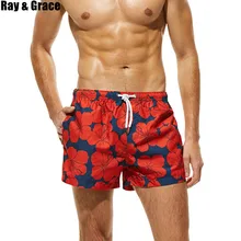 RAY GRACE летние мужские пляжные шорты на шнурке бермуды быстросохнущие шорты для серфинга с принтом дышащие спортивные штаны для бега