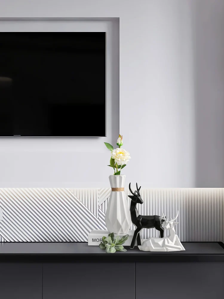 Высокое качество керамический черный белый олень креативная голова домашний декор керамические изделия фарфоровые фигурки животных Рождественский подарок W2895