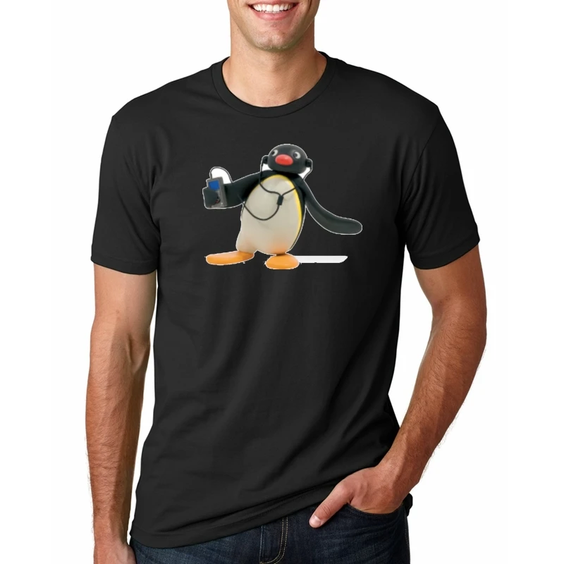 Футболка pingu все размеры# футболки из белого хлопка мужские летние модные брендовые футболки