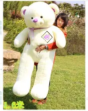 super huge lovely teddy bear toy big plush teddy bear doll with purple bow large baby bear toy gift about 160cm