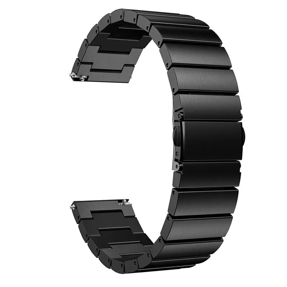 20 мм для samsung Galaxy Watch 42 мм ремешок из нержавеющей стали твердый браслет из бисера стальной ремень металлический Сменный ремень - Цвет: Black