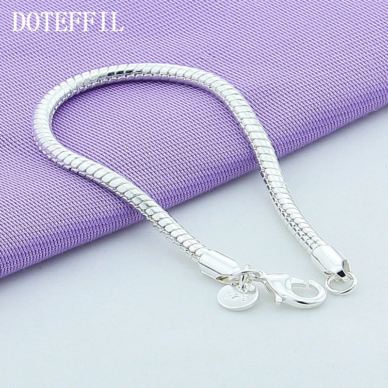 Браслет цепочка DOTEFFIL из серебра 925 пробы с застежкой лобстером 4 мм 20 см|bracelets