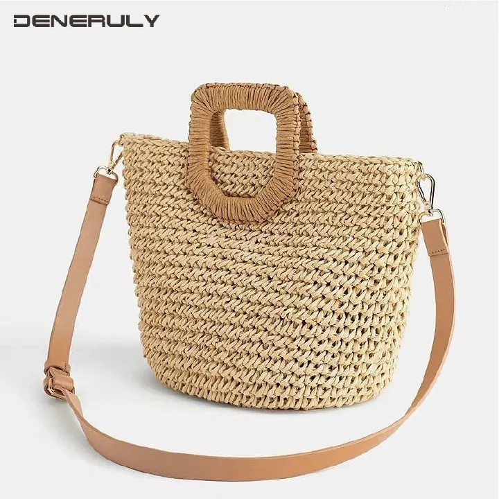 

Women Straw Bags Handmade Bolso Paja Ladies Beach Strandtas Shoulder Bag Bolso Playa New Sac En Paille Fashion Woven Bag Handbag