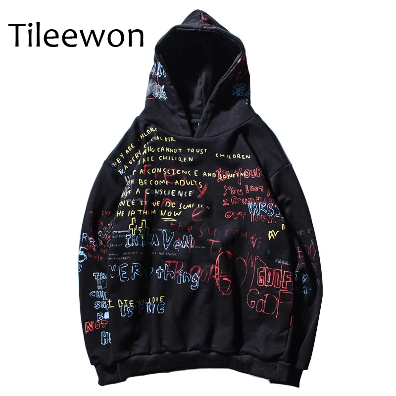 man official graffiti print hoodie
