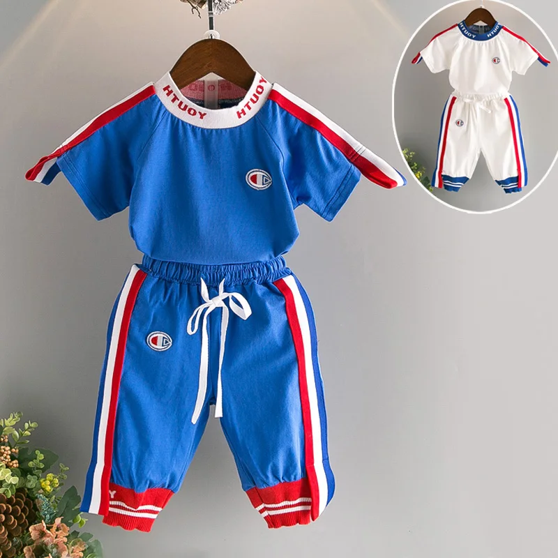 

Children dress baby girls and boys summer two suit children clothes 2017 summer new D685 GG