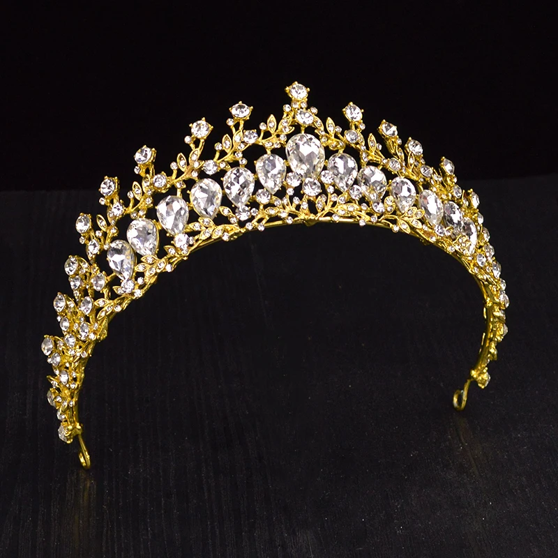 Новая мода серебряные стразы золотистого цвета Корона невесты кристалл тиара для невесты свадебное украшение аксессуары для волос головной убор HG-042