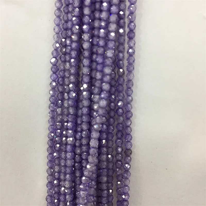 Граненый натуральный Цирконий камень размер 2 мм 5А различные цвета свободный циркониевый куб бусины камни круглой огранки свободные CZ камень драгоценный камень DIY подарок - Цвет: Purple