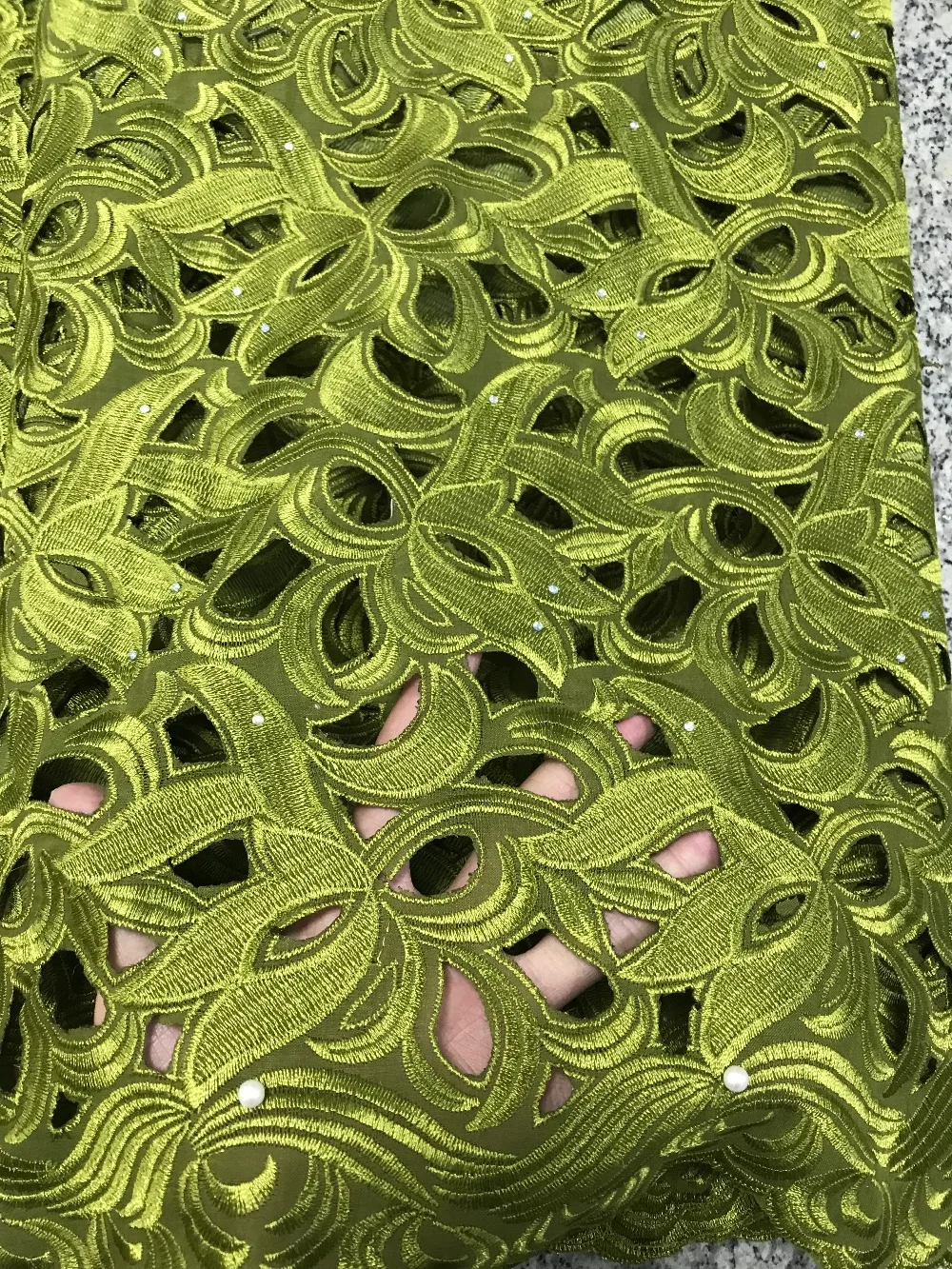 

New Designs African handcut Lace Fabric High Quality Nigeria French cotton Lace 2019 With Beads For Women