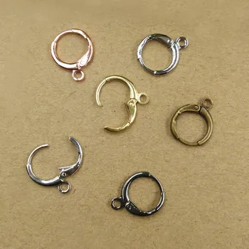 

11x15mm Blank Circle Earring Hooks with Loop Diy Earrings Findings Accessories Jewelry Making Multi-color Plated