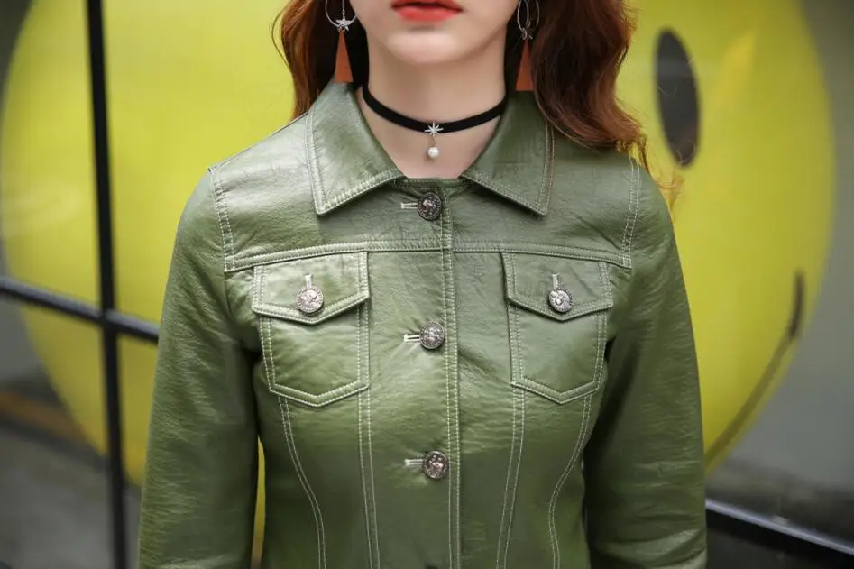Petit Manteaux Plus rouge Moto army Noir Vestes Court Habillement Cuir Green Femmes En Oaired Manteau 2018 La Nouveau Veste Taille Mince zqgdgaw