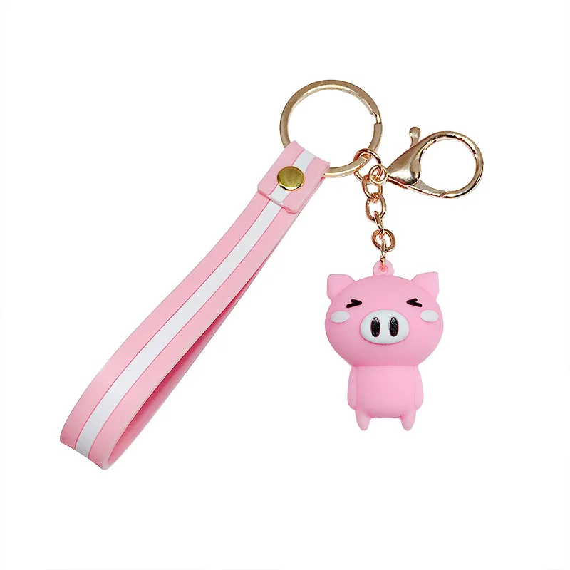 

2019 new Korean creative keychain girl heart cartoon pig key chain cute silicone pig car pendant keyring