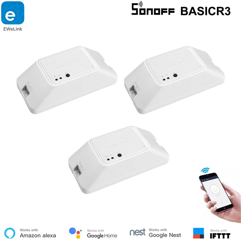 

3 Pcs New Arrival Sonoff Basic 3 WiFi Smart Smart Home Switch DIY Home Automation Sonoff Basic R3 Alexa Google Compatible IFTTT