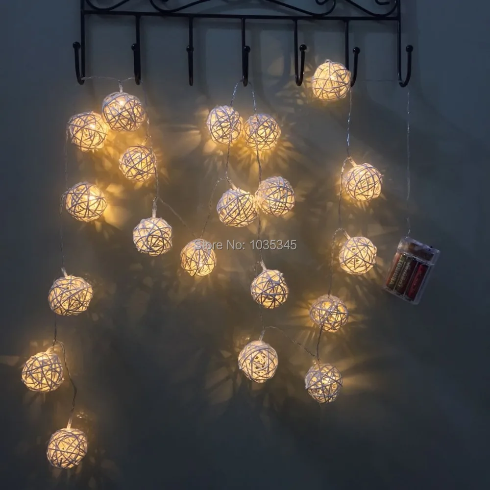 Aliexpress.com : Buy 5CM Big 20 Rattan Ball Lights string battery Garland Fairy lights for home ...