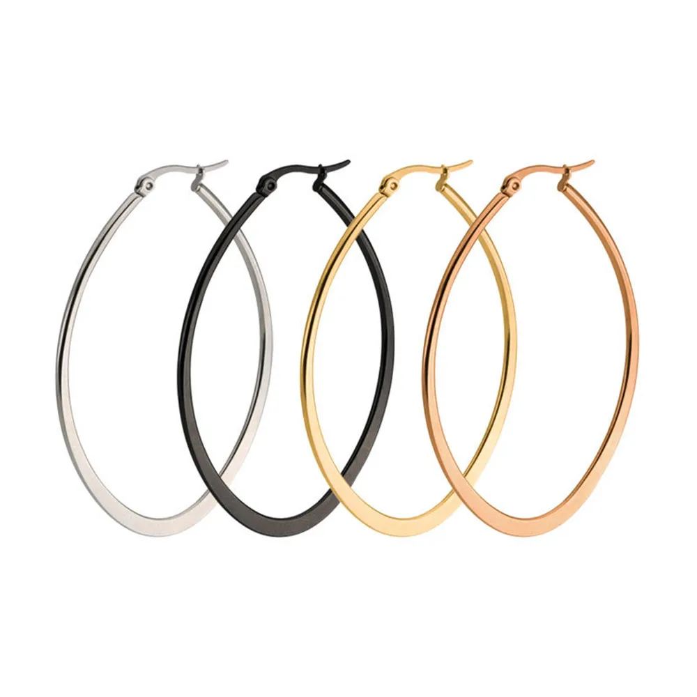 

Fashion hoops earring female silver circle earrings women gold round stainless steel jewelry men large accessories gifts
