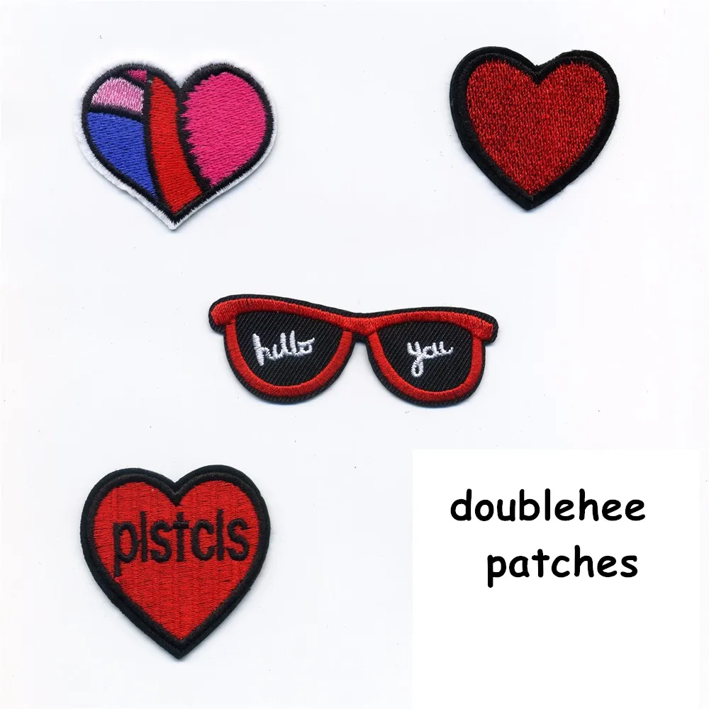 The Love Heart The Glasses Hello You Patches Iron On Embroidered Patch For Clothing Sticker