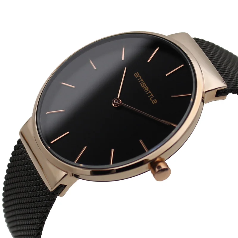 

Black Fashion Luxury Man Watch Woman Unisex Brand Simple Business Mesh Stainless Steel Band Japan Quartz Thin Waterproof Relogio