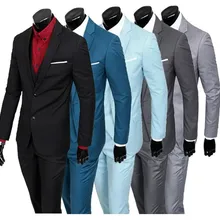 Слитный лацкан с одной пуговицей, 2 предмета(куртка-брюки), приталенный, модный, мужской костюм с хвостом, сделанный Terno, черный, светло-серый