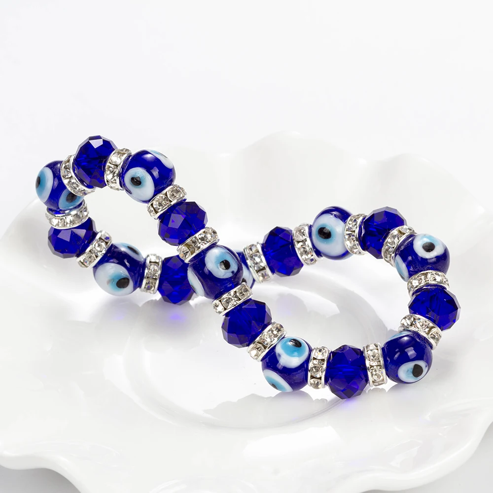 MEIBEADS Trendy Simple Evil Eye Religious Eye Charm Blue Beads Lucky Bracelet Match Turkish Bracelet for Women Earrings Y5226 bracelet jewelry