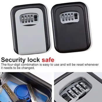 

Security Safes Key Safe Box Outdoor Digit Wall Mount Combination Password Lock Aluminum Alloy Material Keys Storage Box