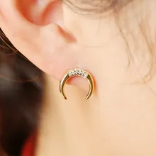 Женская мода прекрасный полумесяц луна серьги рога ювелирные изделия подарок завод прямой нежный изящный золотой cz серьги