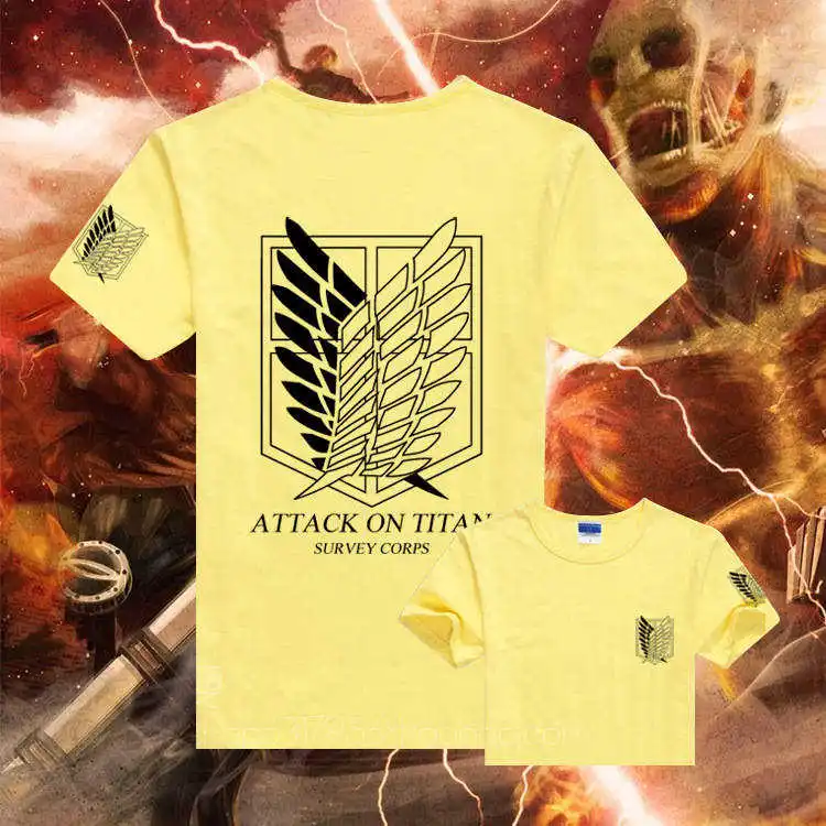 Японского аниме атака на Титанов футболка топы, футболки короткий рукав мультфильм Хип-Хоп Футболка атака на Титанов костюмы Нападение На