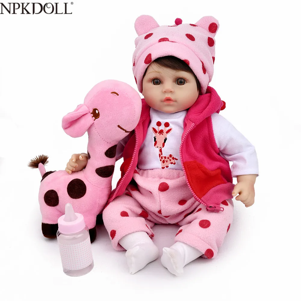 

NPKDOLL Reborn Baby Doll Soft Silicone 18 inch Pink Girls Plush Toys Kids Playmate Birthday Gift Christmas Babe Reborn