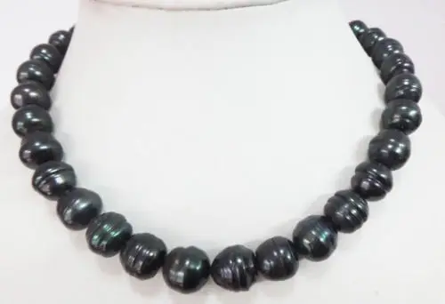 

Hot sale new Style >>>>> 17"11-13MM GENUINE BLACK baroque PEARL NECKLACE