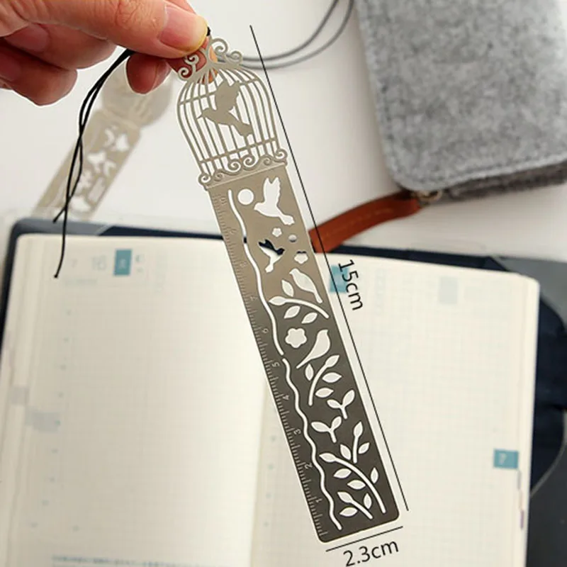 New Cute Kawaii Creative Horse Birdcage Hollow Metal Bookmark Ruler Multifunction for Kids Student Gift School Supplies
