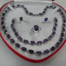 Свадебные модные красивые для женщин комплект ювелирных изделий драгоценный камень цепочки и ожерелья браслет кольцо серьг