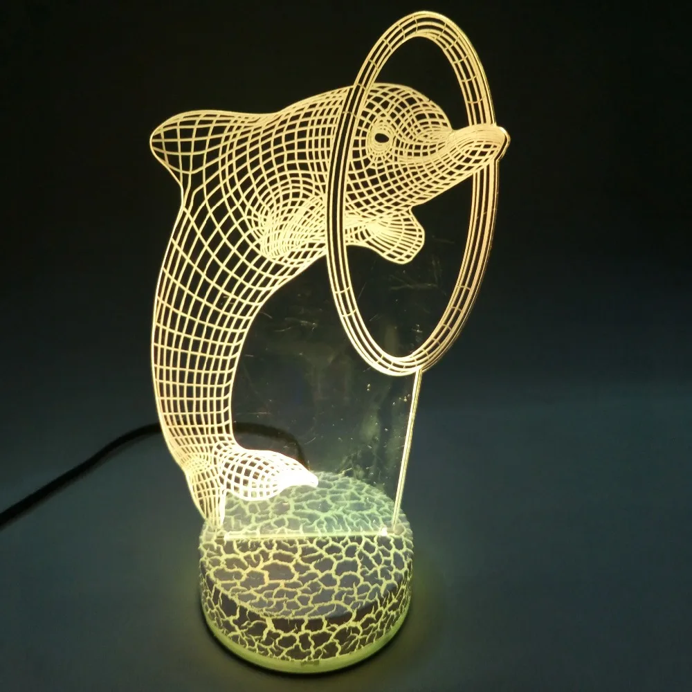 LED Creative Laser Engraving Color Changing Stereoscopic Dolphin 3D