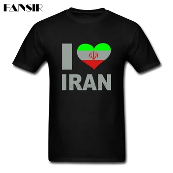 

Homme Shirt Male Custom Cotton Short Sleeve I Love Iran Flag Pattern Family Clothes Men T-shirt