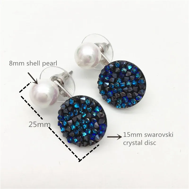 Ms Betti New Unique Design Crystal Pearl Double Sided Earring Drusy For Women Crystals From Austria Wedding Jewelry Mother's Day