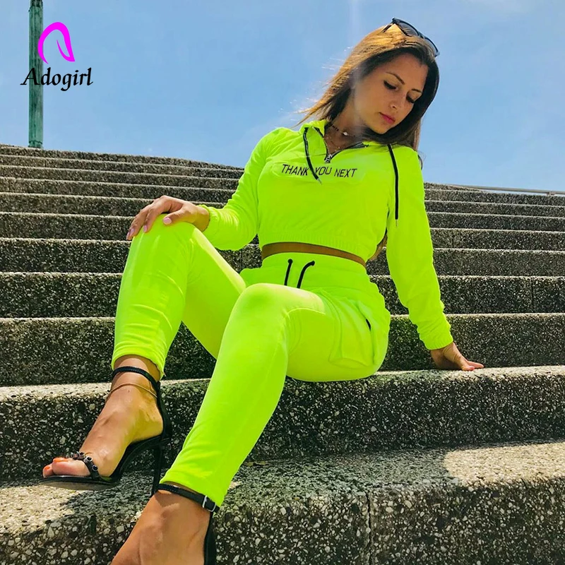 Женский спортивный костюм Adogirl неоново зеленый комплект из двух предметов