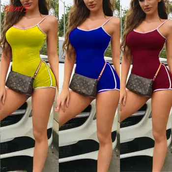 

3 Colors Women Bodycon Spaghetti Jumpsuit Rompers Summer Casual Clubwear Party Beachwear Female Outfits