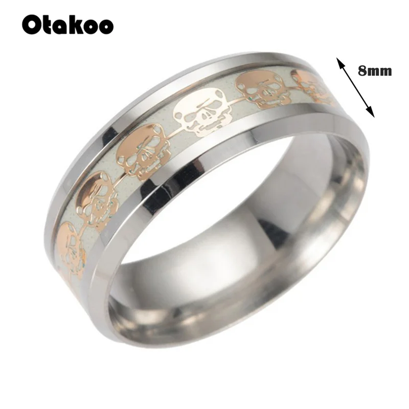 Otakoo 1 шт. светящиеся кольца с черепом для мужчин золото серебро светится в темноте