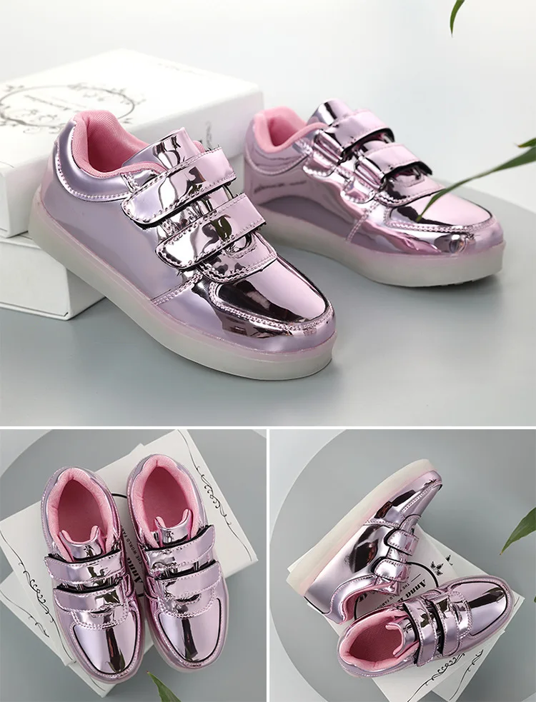 Loop de Carregamento Sapatos das Meninas dos Meninos Sapatos de Flash Kashiluo Crianças Levaram Sapatos Sneakers Crianças Gancho Usb Moda Luminosa Brilhante 16 kids led shoes
