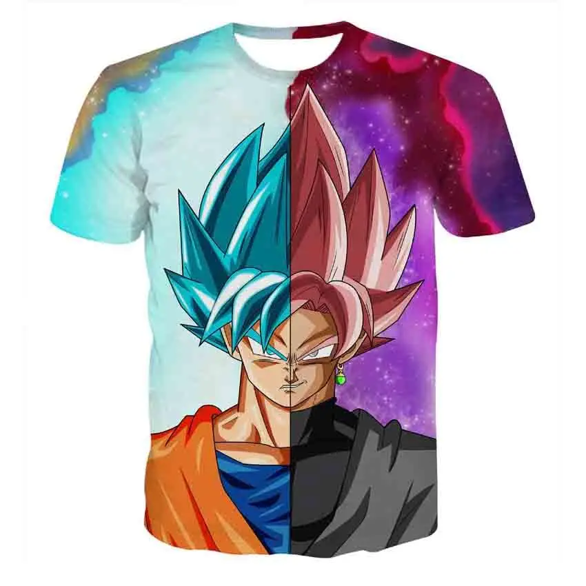 Dragon Ball Z Футболки мужские летние 3D печать Супер Saiyan Сон Гоку черный zamasu Вегета