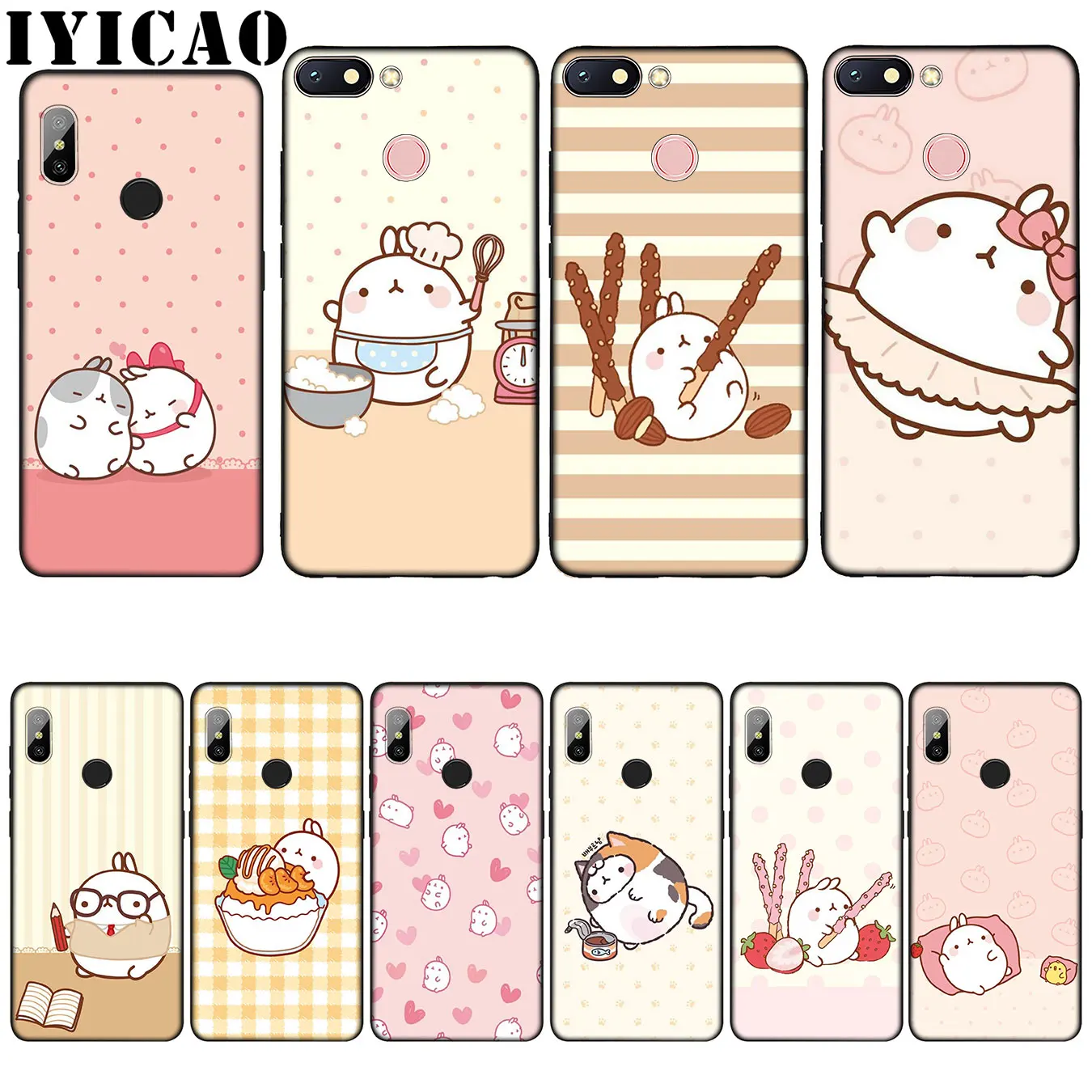 IYICAO Cutest Kawaii Box Potatoes and Rabbits Molang Silicone Soft Case for Xiaomi Redmi 6A 5A Note 7 4 4X 5 Plus 6 Pro Cover |