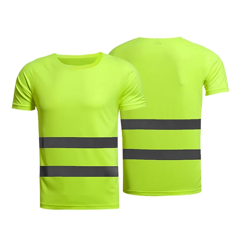 

Reflective Safety T-Shirt Fluorescent high visibility safety work shirts men women summer breathable reflective running t-shirt