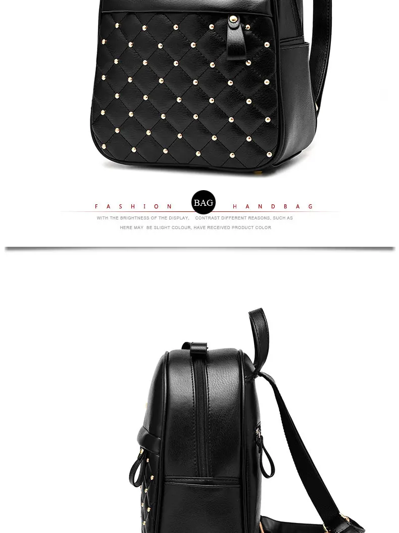 2022 Fashion Women Casual Travel Bead Backpack School Bags PU Leather Backpack for Teenage Girls Mochila Female Backpack S004