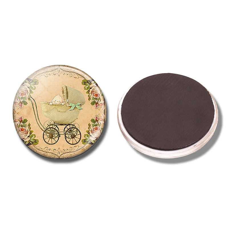 Cute Baby Carriage 30 MM Fridge Glass Dome Refrigerator