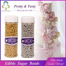 130 г/20 г 4 мм золотые серебряные бусины съедобный жемчуг сахарный шар помадка выпечка торта DIY шоколад для украшения с помощью сахара конфеты Fimo глина GYH