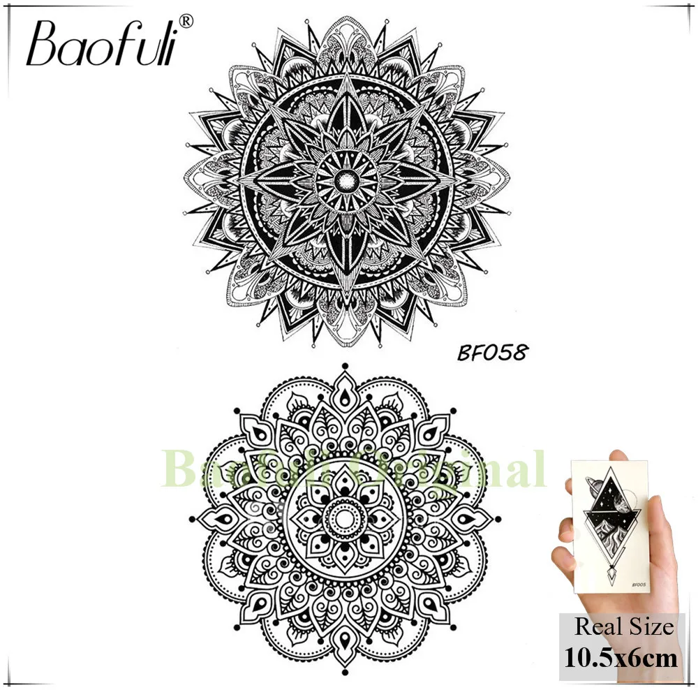 Черная временная татуировка BAOFULI God Totems волшебная круглая пентаграмма
