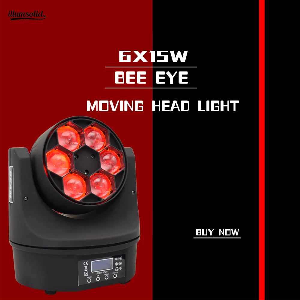 

bee eye 6x15w Infinitely rotating lens 4in1 rgbw stage beam moving head light disco lamp