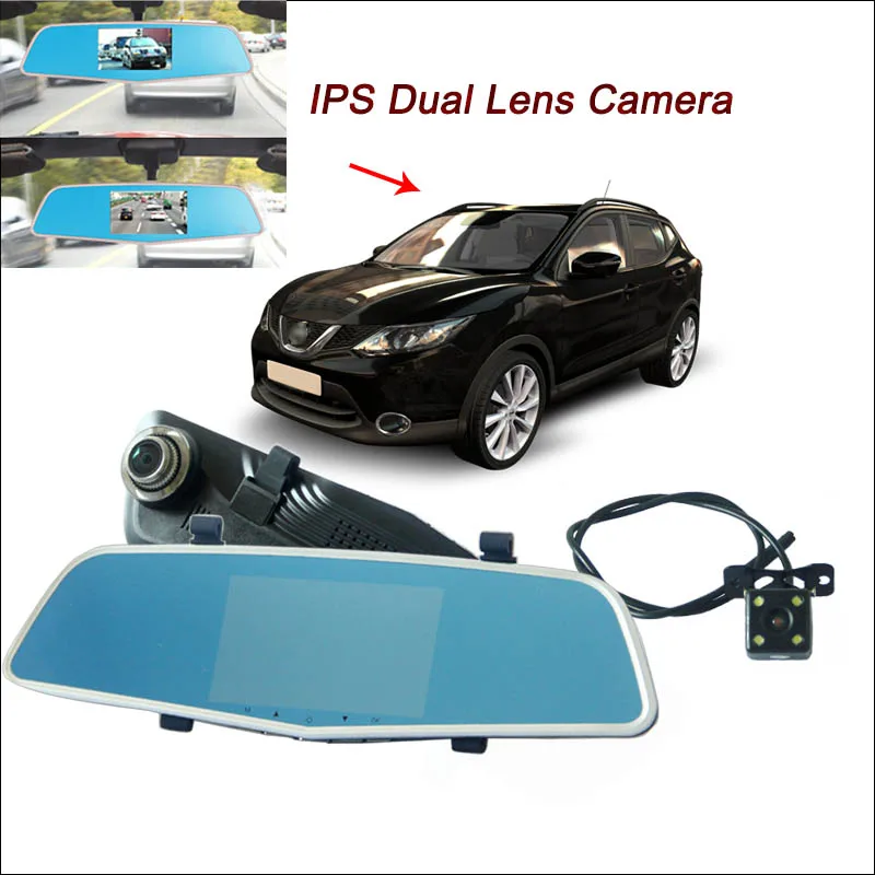 Car DVR For nissan qashqai Rearview Mirror Video Recorder Dual font b Camera b font WDR