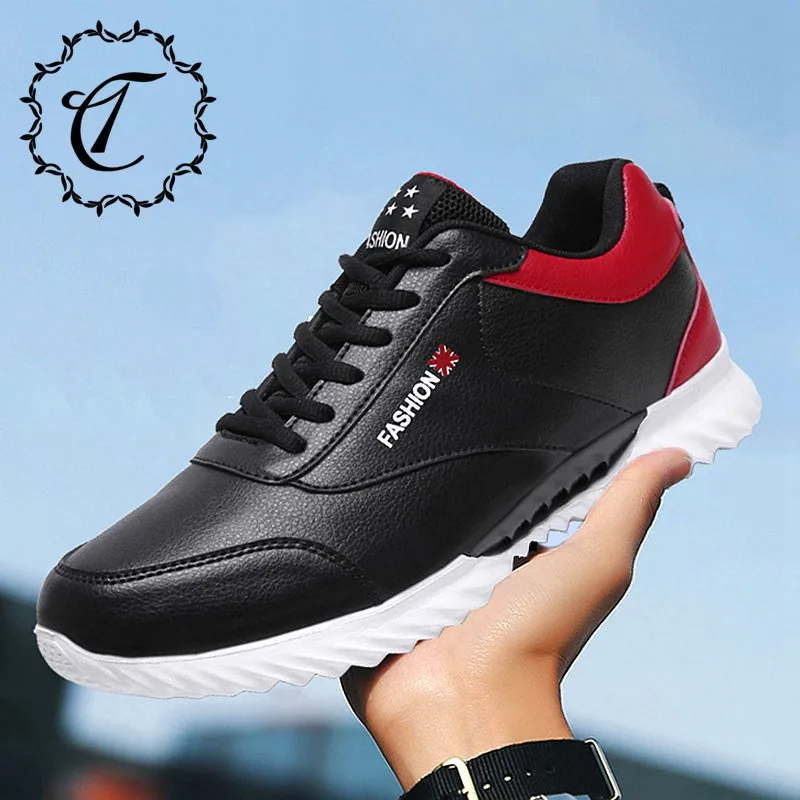

CatriCa Designer Male Trainers High Quality Leather Fashion Luxury Brand Shoes Men Breathable Sneakers 2019 Black Red White 365