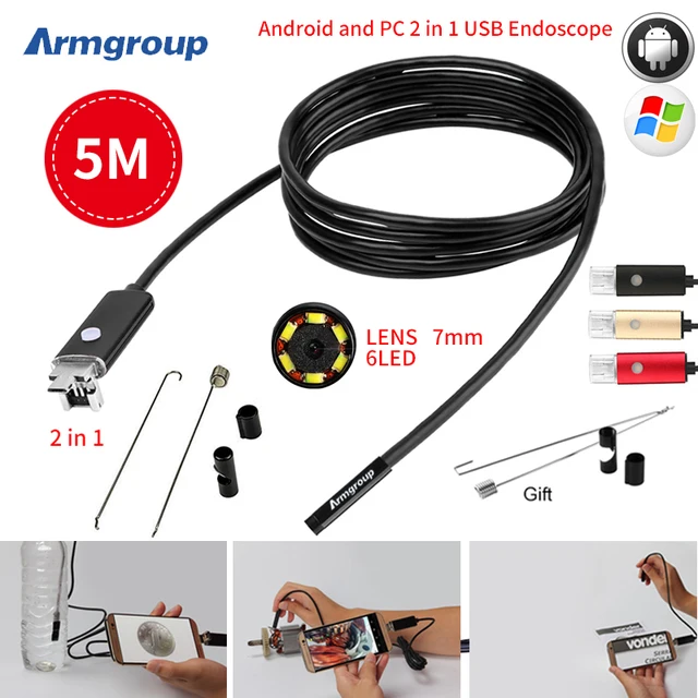 7mm 2in1 Usb Endoscope Android Hd Camera 5m Lens Tube Pipe Waterproof Usb Endoskop Inspection Borescope 7mm 2in1 Usb Endoscope Android Hd Camera 5m Lens Tube Pipe Waterproof Usb Endoskop Inspection Borescope