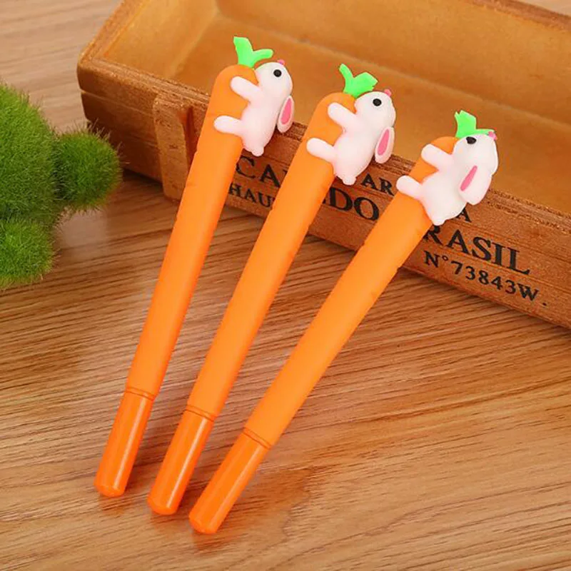 New Korean Fashion Animal Image Game Creative White Rabbit Love Carrot Student Black Neutral Office Pen Signature Pen Stationery 16pcs balloon mouse neutral pen cute little fresh korean style simple student 0 5mm black