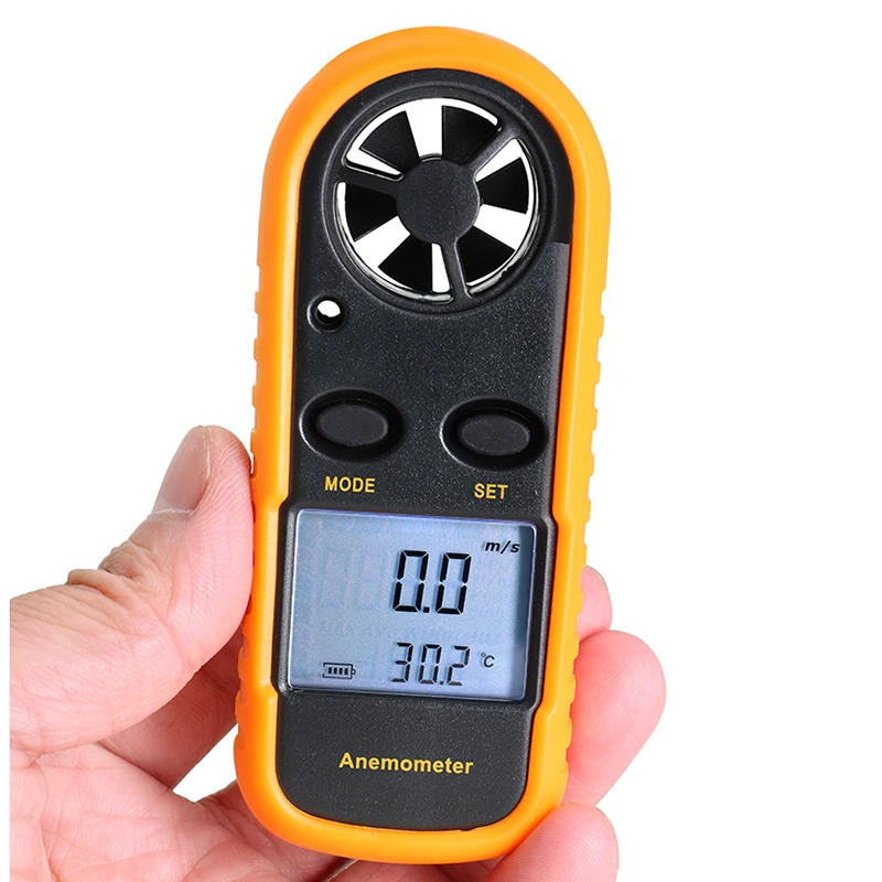 SHAHE Портативный анемометр измеритель скорости ветра 0-30 м/с измеритель температуры-10~ 45C с ЖК-подсветкой дисплей анемометра